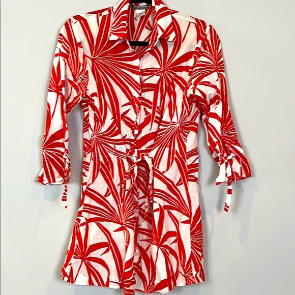 Tommy Bahama Women's Cover Up Tropical Floral Coral/Red Bathing Size Small - Picture 1 of 8